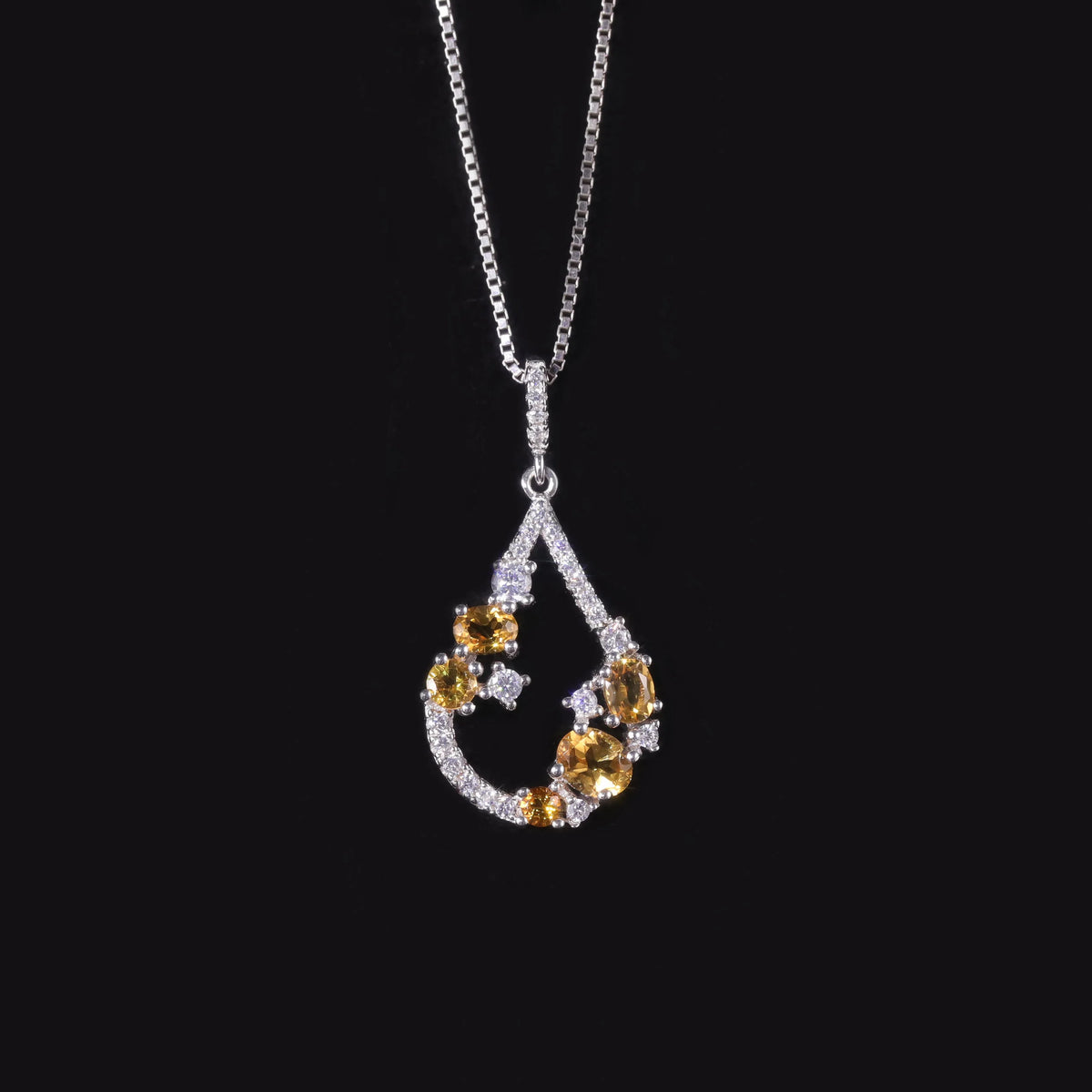 S&S Natural Citrine & White CZ Fine Jewellery Set | 925 Silver Rhodium Plated | Oval Cut | S&S Collection