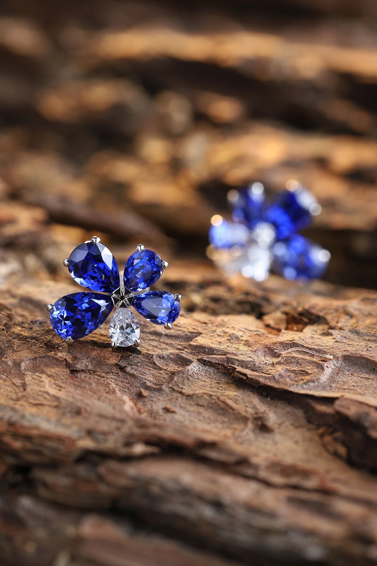 Gemfiori Lab Grown Sapphire Earrings Women's Earrings Lab Made Sapphire Earrings Lady Use