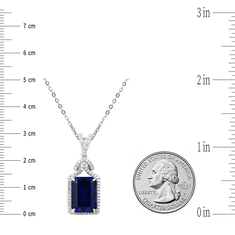 Fine Jewelry Synthetic Blue Sapphire Necklace Sets 2026 Trend America Gift Chain Party Figure Necklaces Pendant for Wedding