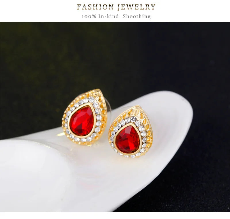 RFJEWEL Factory Low Price New Arrival Necklace Set Delicate Alloy Multi-color Drop Necklace Earring Jewelry Wholesale Four Sets