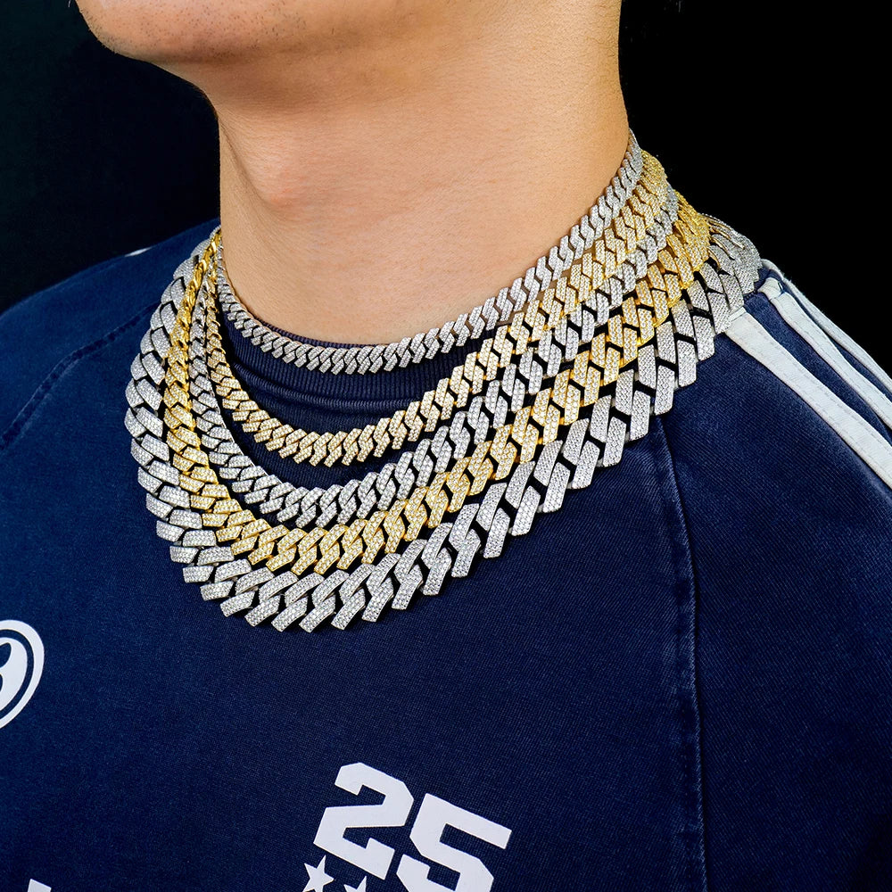 Men's 925 Sterling Silver Hip Hop Jewelry Vvs Iced Necklace 8-20mm Gra Certified Mossanite Moissanite Diamond Cuban Link Chain