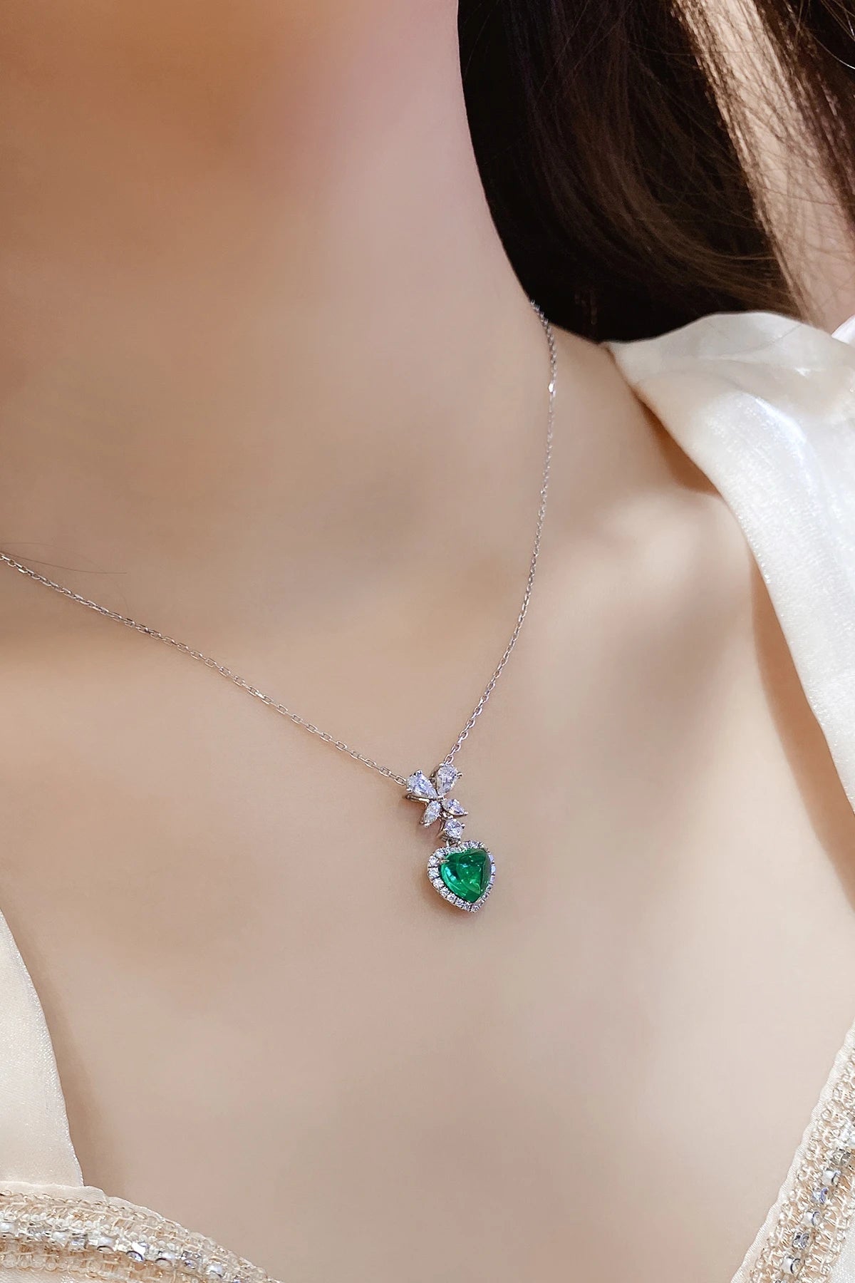 Gemfiori Fine Jewelry Gemstone Necklace 2024 New Fashion S925 Necklace Lab Grown Emerald Necklace for Party Wedding Appointment