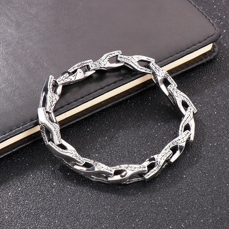 REBEL Fine Jewelry Fashion Bracelets Men Stainless Steel Trendy Links Bracelet Bangle