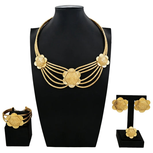 Italian Jewelry Set Alloy Brazilian Jewelry Sets Wedding Party Pendant Spiral Necklace Bracelet Ring Earrings Jewelry Set X00118