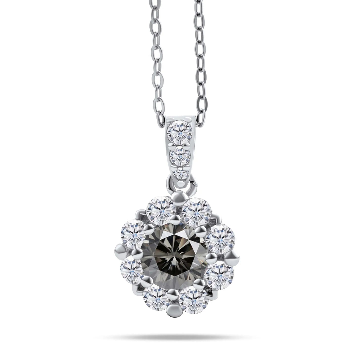 Fashion Fine 925 Sterling Silver Cluster Set Round Cut 1ct VVS GRA Colored Moissanite Jewelry Classic Sunflower Pendant Necklace