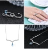 ArtistA C8141 Abiding Exquisite Natural Colored Gemstone Genuine Peridot Garnet Swiss Blue Topaz 925 Silver Rings Necklace Jewelry Set