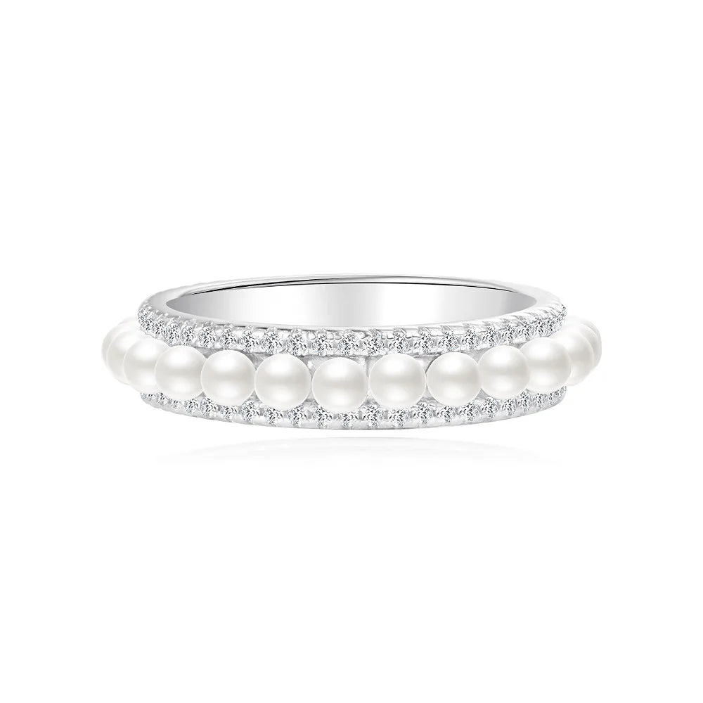 Silverelli | 925 Silver 2.5mm Minimalist Beaded Wedding Band Ring | Platinum Plated | Sizes 4-12