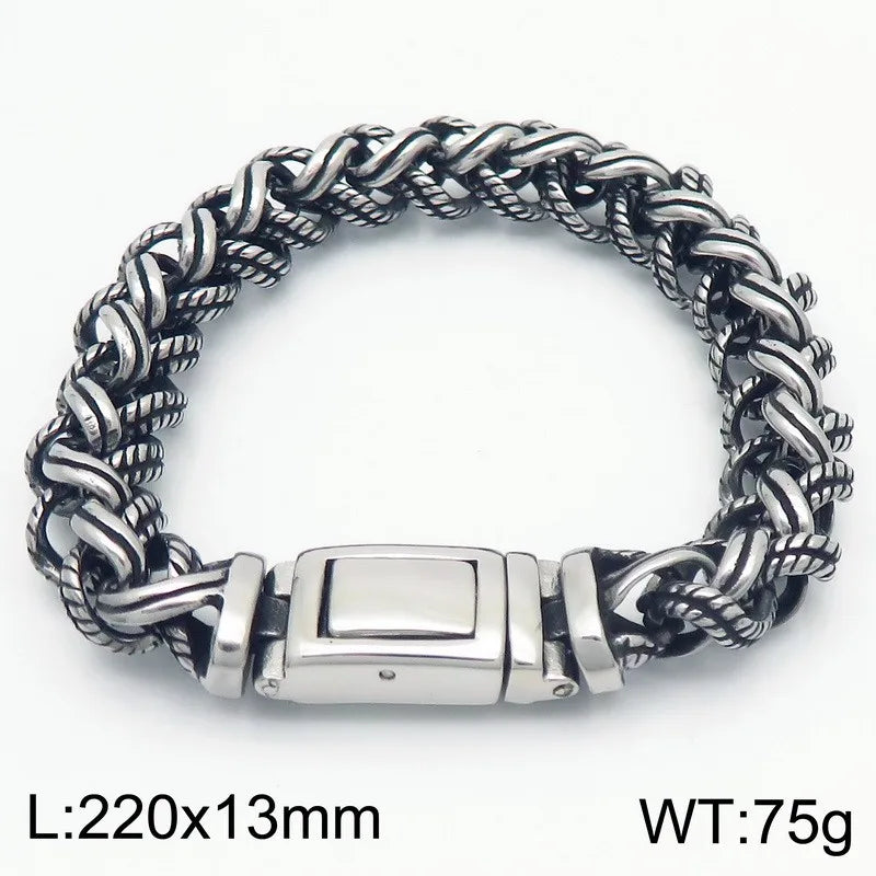 KALEN Gothic Fine Jewelry Fashion Bracelets Men Stainless Steel Twisted Links Bracelet Bangle