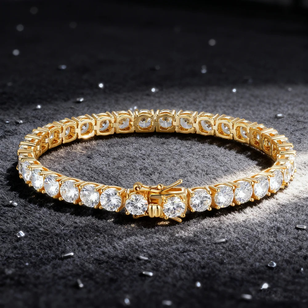 Minimalism 2mm-6mm Hip Hop Fine Jewelry Silver Gold Plated Cubic Zirconia Tenis Bracelets for Men