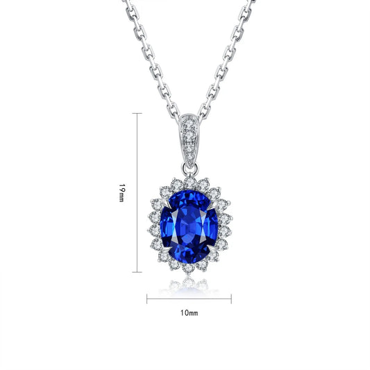 Gemfiori Anster 925 Sterling Silver High-quality Cultivated Sapphire Necklace - Suitable for Parties or As a Gift
