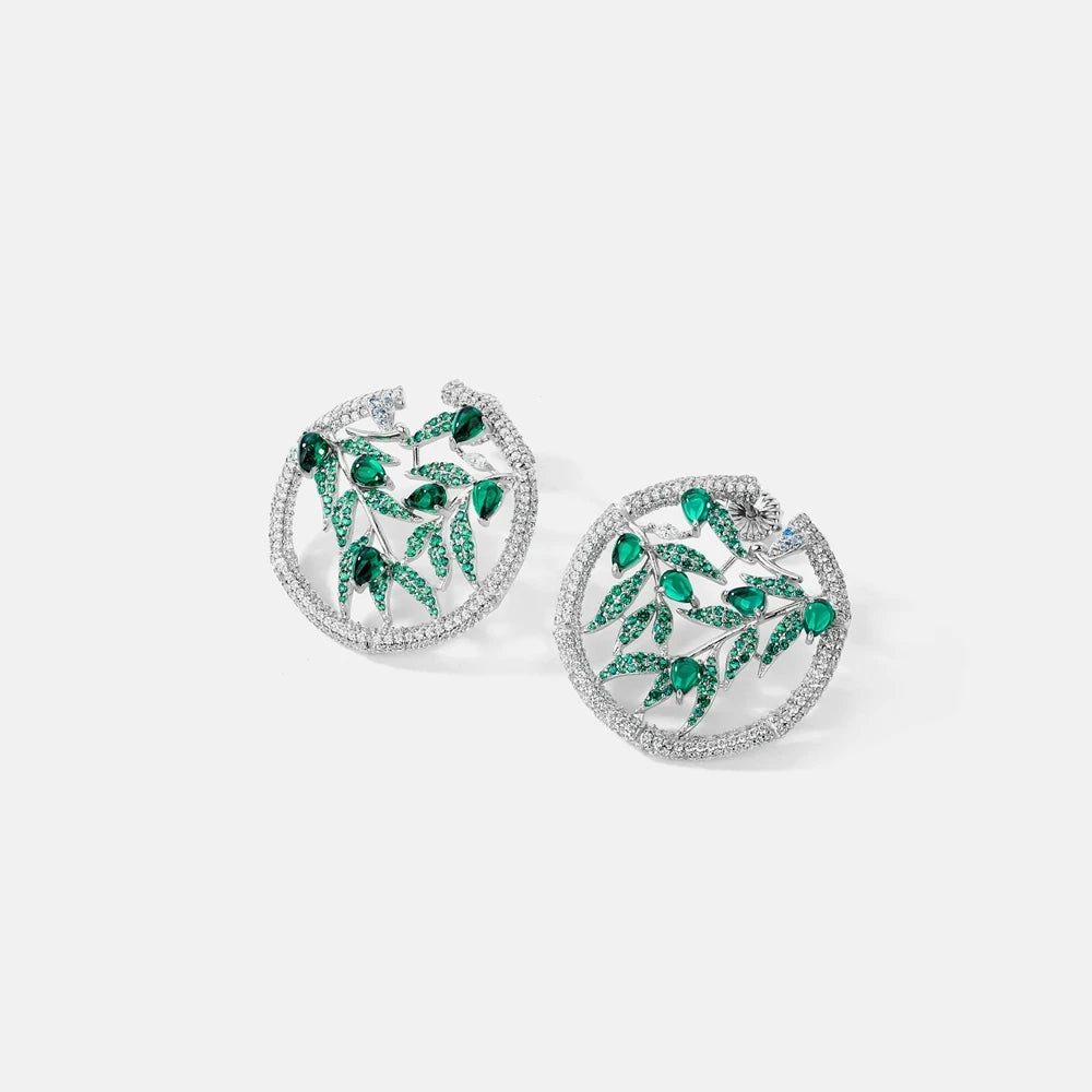 MUSHAN Jewelry Factory S925 Sterling Silver Earrings With Bamboo Leaf Shaped High Carbon Diamonds High End Accessory