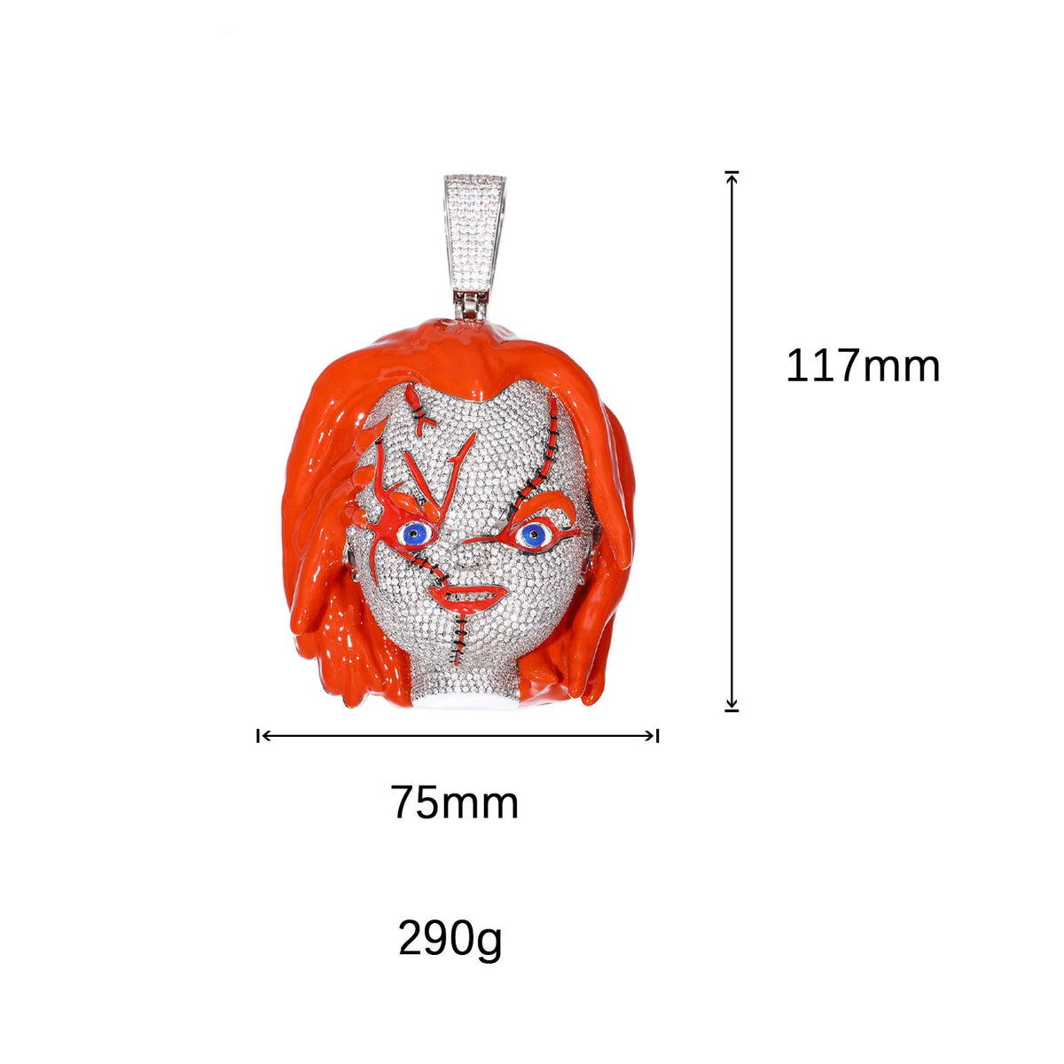 BiG-BOSS Hip Hop Gold Plated Copper Alloy Custom Men's Necklace 5A Zircon Iced Out Big 3D Cartoon Enameling Pendant Charm