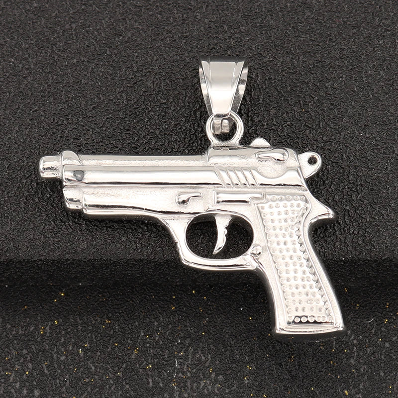 BiG-BOSS 18K Gold Plated Stainless Steel Jewelry TikTok Hot Sale Gun Weapon Pendant Fashion Style Single Pack Included