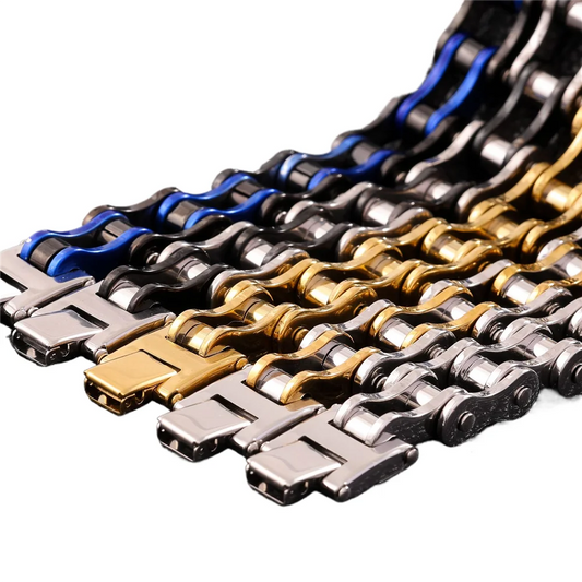 European American Punk Motorcycle Men's Bracelet Natural Stone Electroplating Rock Personality Chain Wholesale