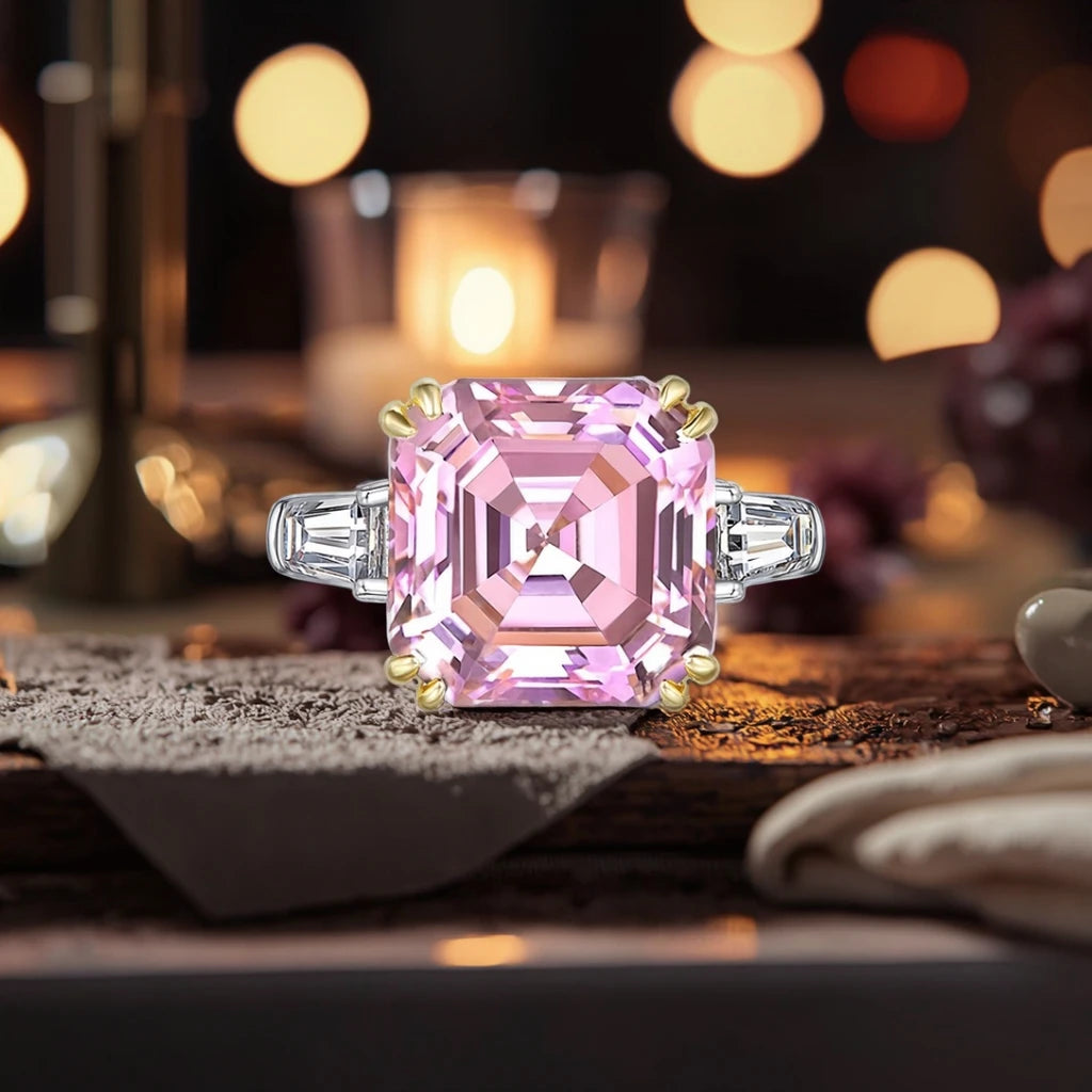 MUSHAN 925 Sterling Silver Platinum Plated Luxury Wedding Ring Band Women Square 7ct High Carbon Diamond Party Rings Fine