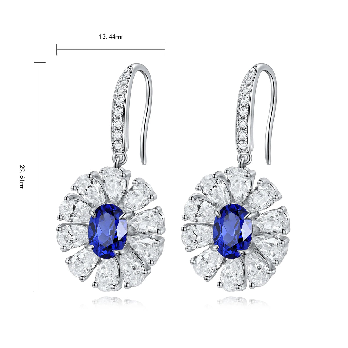 Gemfiori Anster High Quality S925 Lab Grown Sapphire Earring Stud Dainty Gemstone Stud Earrings for Women Daily Wear Gift