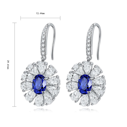 Gemfiori Anster High Quality S925 Lab Grown Sapphire Earring Stud Dainty Gemstone Stud Earrings for Women Daily Wear Gift