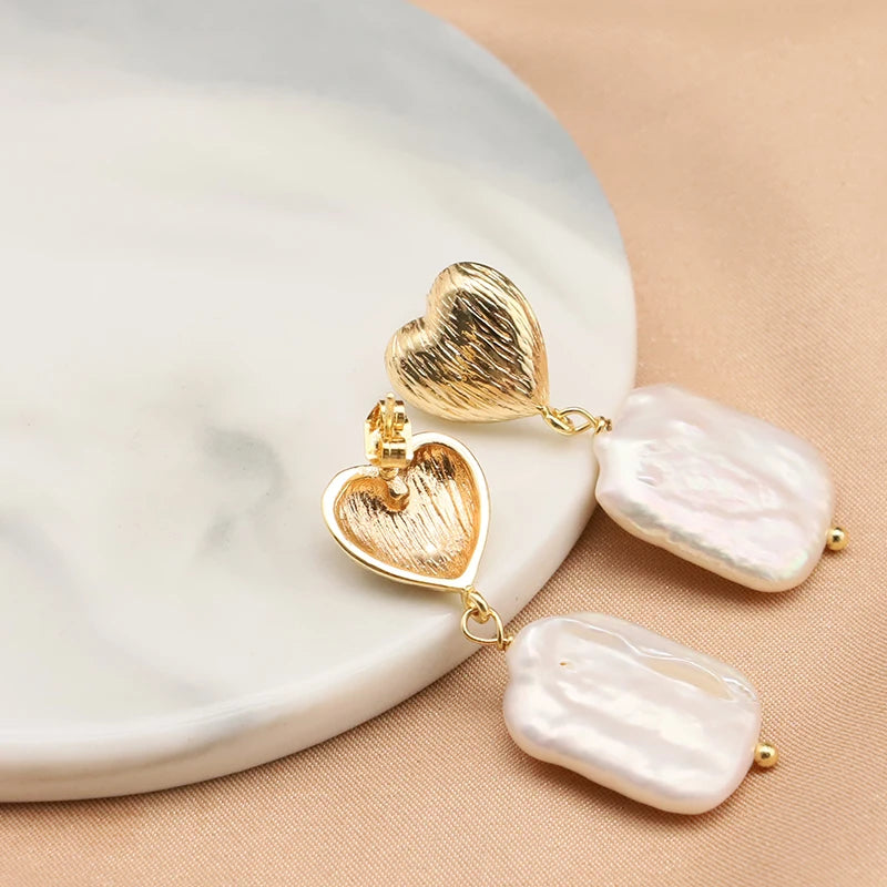New Jewelry Natural Freshwater Baroque Pearl  Earrings 18K Gold Plated Jewelry Korean Designer Jewelry Earrings Wholesale Bulk