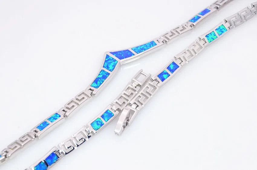 Aobao Christian Silver Plated Copper Alloy Minimalist Heart Opal Link Chain Necklace for Women Gift