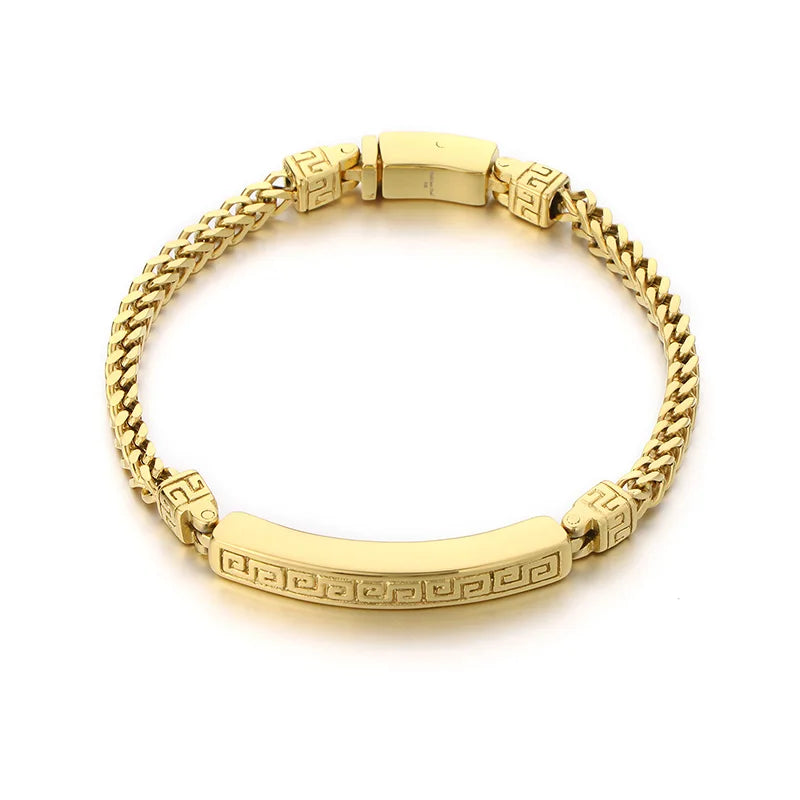 KALEN Gothic Fashion Bracelets Mens Stainless Steel Herringbone Links Bracelet