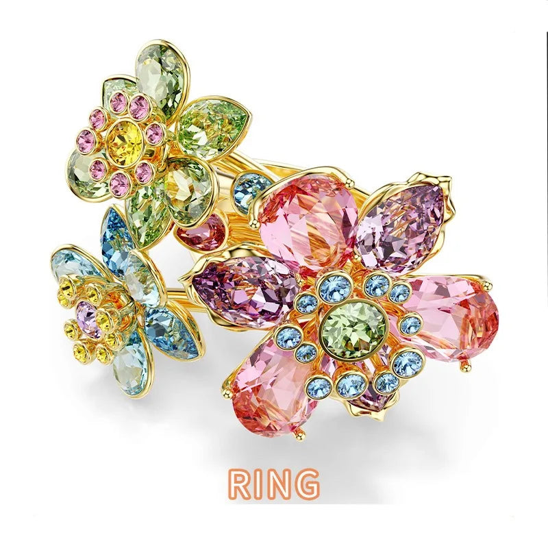 XOTICA Austria Multicolored Series High-Quality Flower-Shaped Crystal Jewelry Set, Jewelry