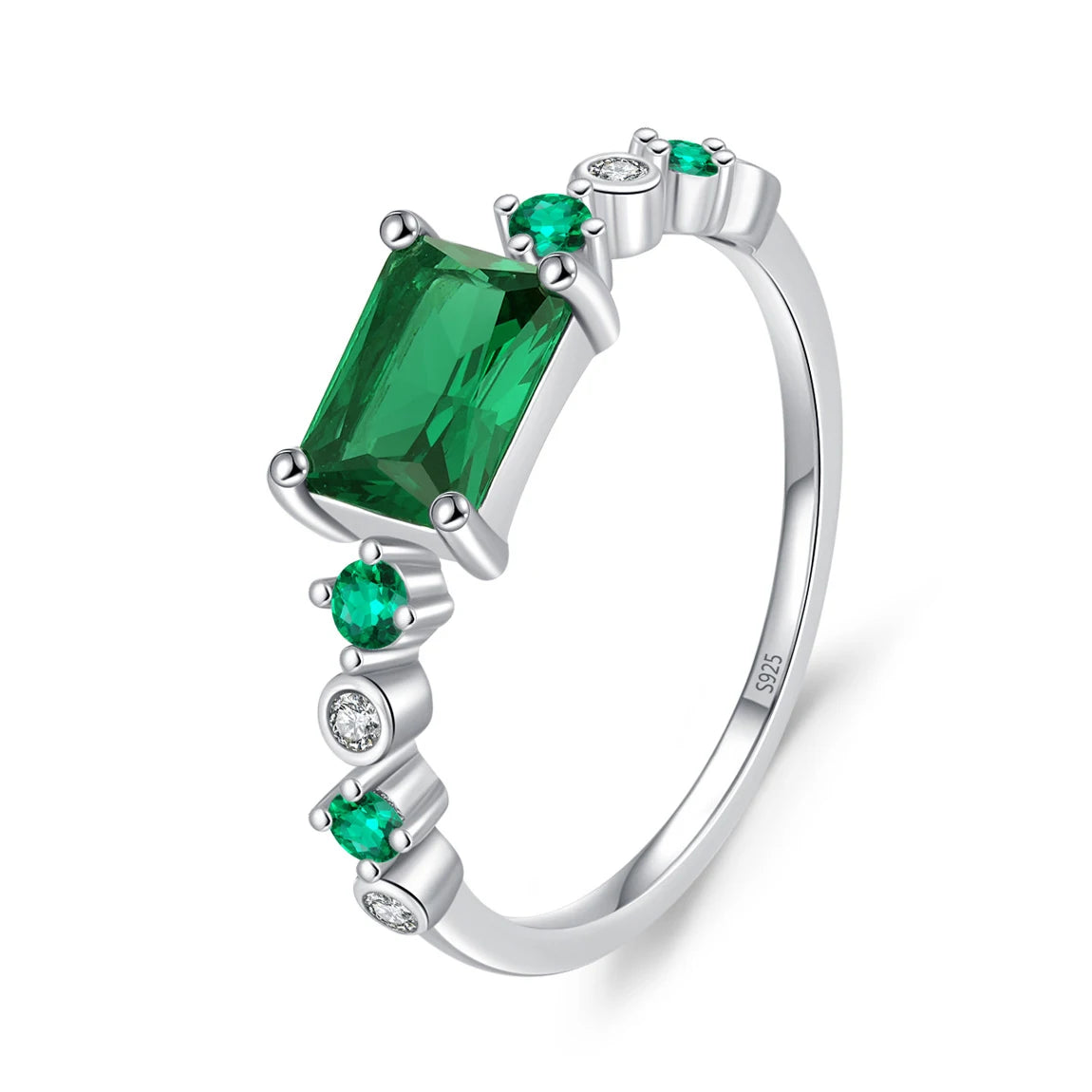 Elegant Women 925 Sterling Silver Emerald 5A 8A Cubic Zirconia Ring Promise Wedding Rings Custom Jewelry Manufacturing OEM/ODM