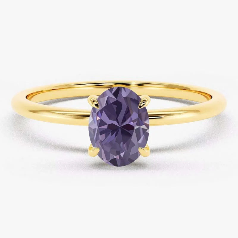 Minimalist S925 Sterling Silver Gold Plated Anti Tarnished Women's Fine Jewelry Oval Cut 0.5CT VVS GRA Colorful Moissanite Rings