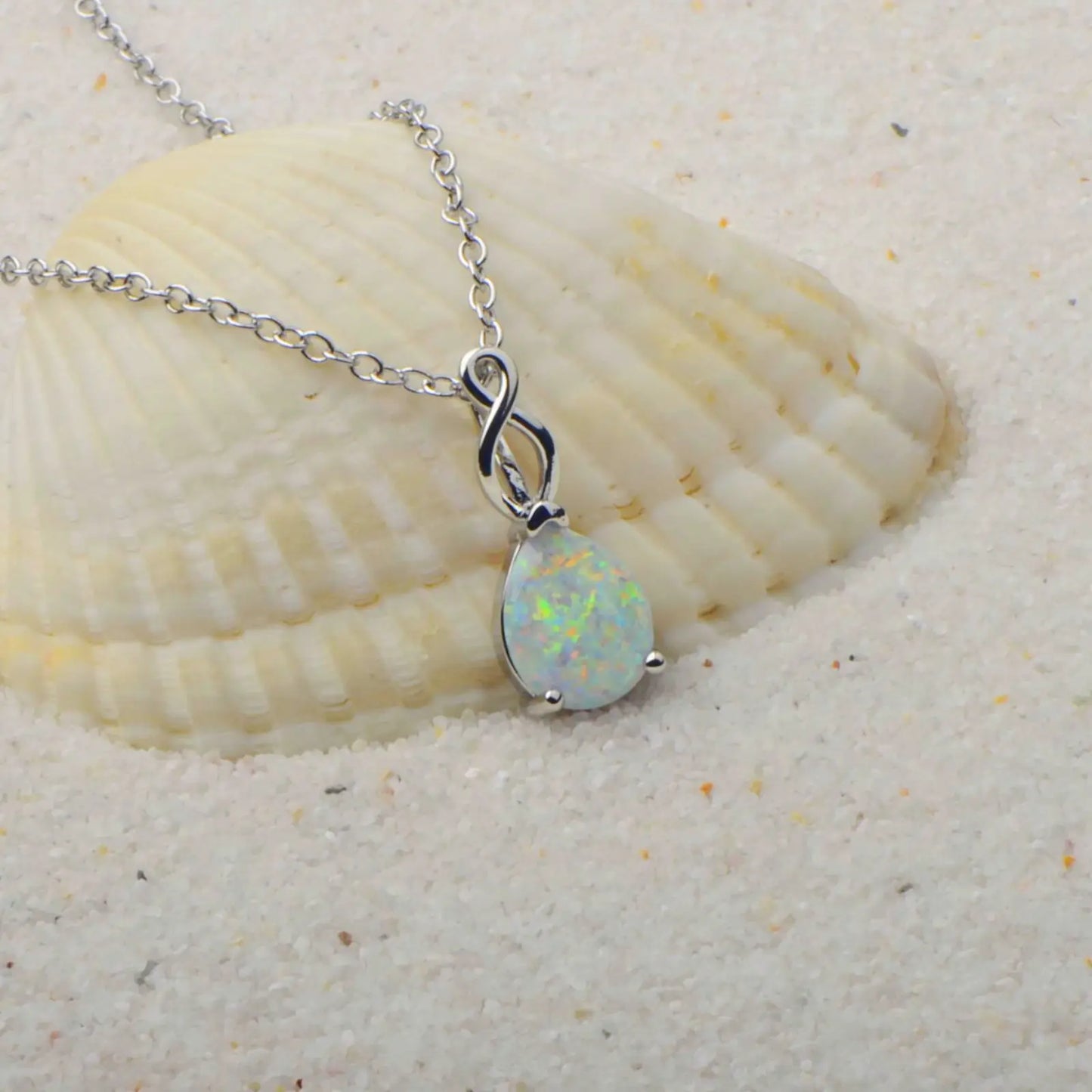 Teardrop Opal Pendant | Twisted Silver Fashion Necklace
