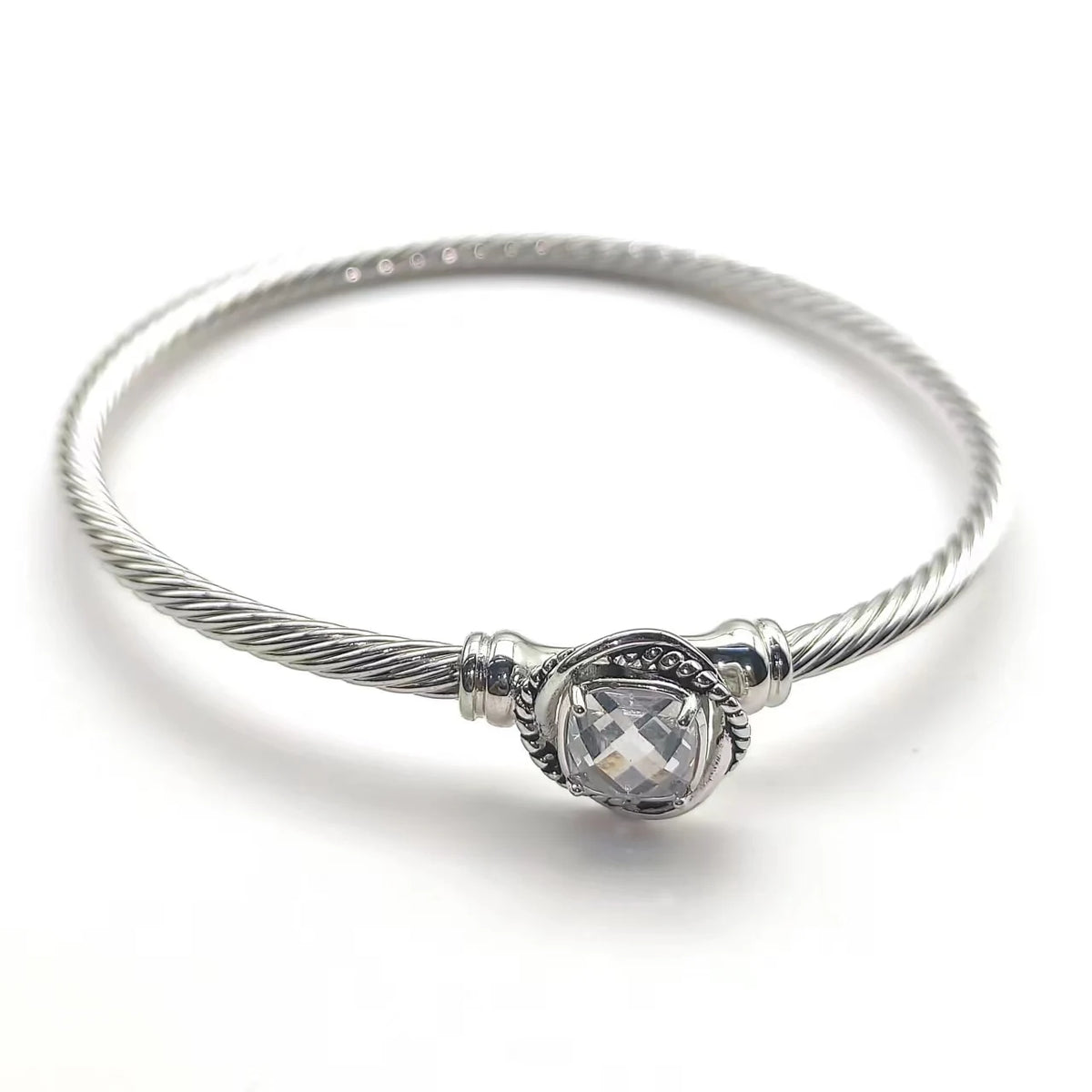 FASHIONISTA DY High-Quality Silver-Plated 3mm Square-Cut Diamond Bracelet, Colored Diamond Bracelet, Jewelry