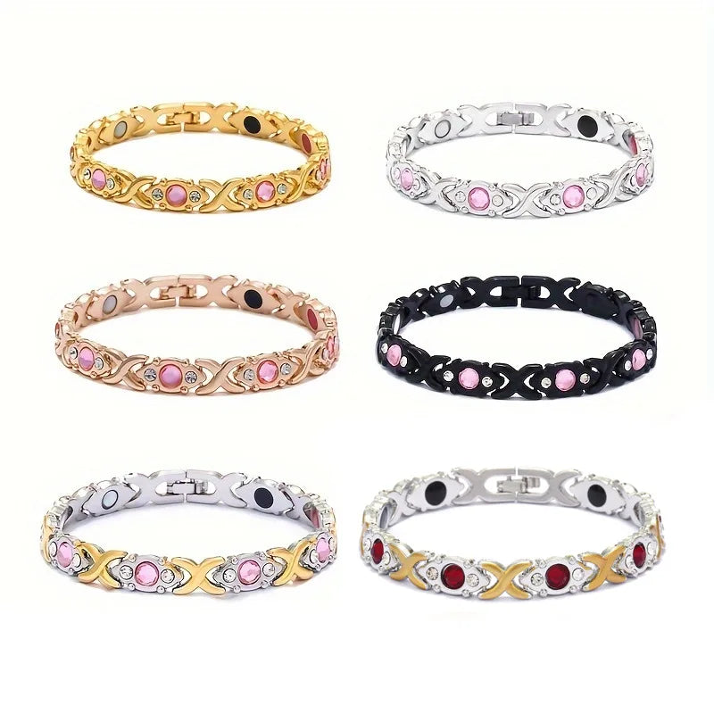 European and American fashion detachable energy magnet bracelet with diamond-encrusted and adjustable ladies bracelet