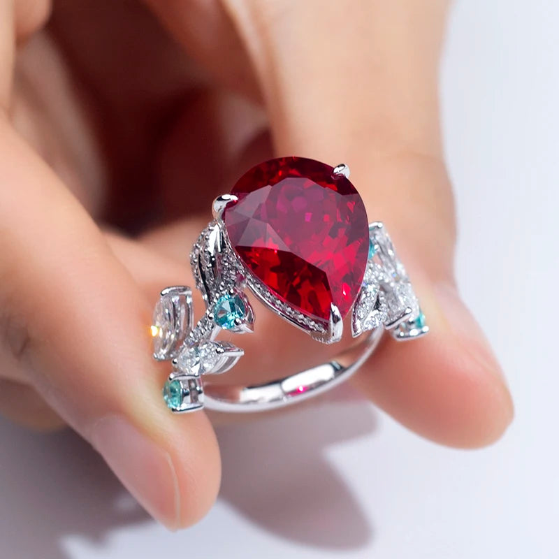 Gemfiori Messi Jewelry MSR-1539 Luxury PT 950 Stackable Ring Lab Gemstone