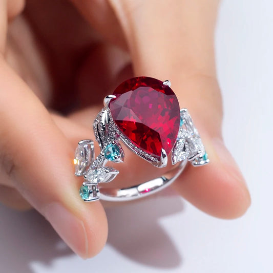 Gemfiori Messi Jewelry MSR-1539 Luxury PT 950 Stackable Ring Lab Gemstone
