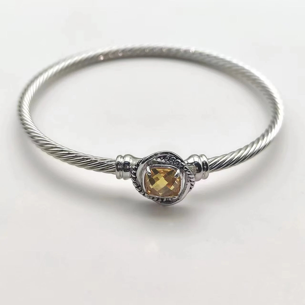 FASHIONISTA DY High-Quality Silver-Plated 3mm Square-Cut Diamond Bracelet, Colored Diamond Bracelet, Jewelry