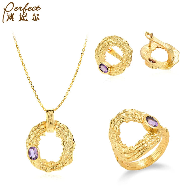 Handmade New Original Classic High Quality Jewelry Luxury Amethyst 18K Gold Ring