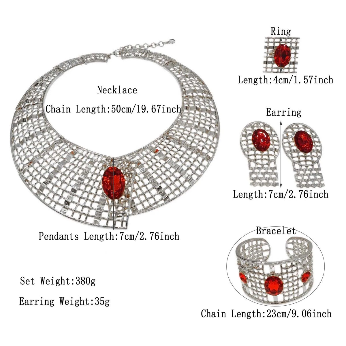 S&S 24K Gold Plated Statement Jewellery Set – Necklace, Bracelet, Earrings & Ring – Crystal & Rhinestone – Collection
