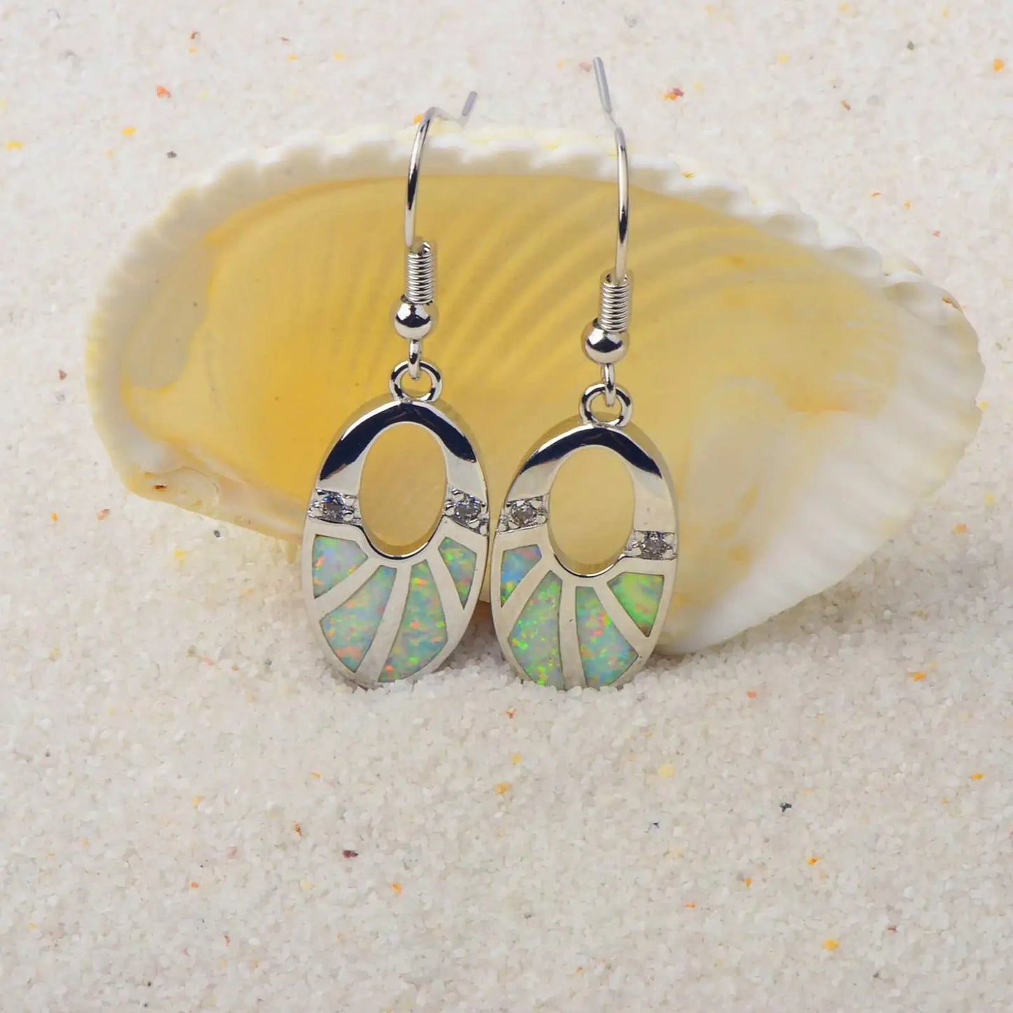 Aobao Vintage Stud Oval Opal Earrings Women's Anniversary Jewelry Wholesale by