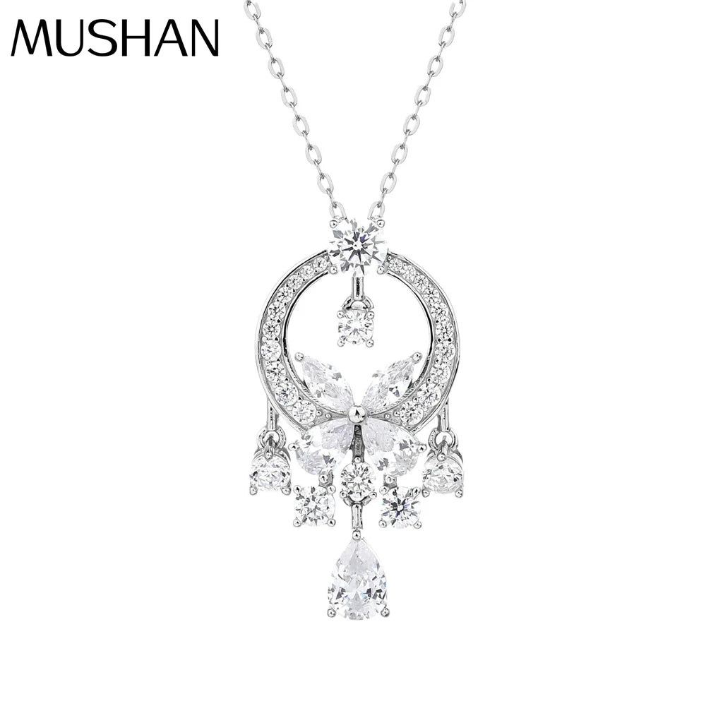MUSHAN Jewelry Factory S925 Sterling Silver Necklace Women Electroplated Gold High Carbon Diamond Cross Border Jewelry