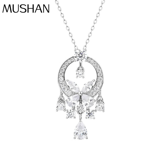 MUSHAN Jewelry Factory S925 Sterling Silver Necklace Women Electroplated Gold High Carbon Diamond Cross Border Jewelry