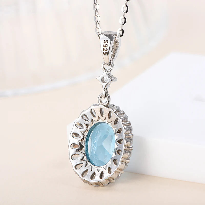 Gioiellieri Healing Stones Natural Crystal Beautiful Polished Blue Topaz Garnet Peridot Pendant 925 Sterling Silver Jewelry Charms
