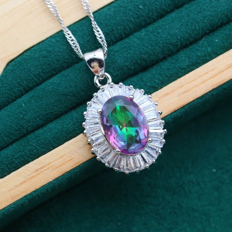 XOTICA AAA Custom Women's Wedding Silver Jewelry Raindrop Zircon Pendant Necklace with 18K Gold Plating Sets