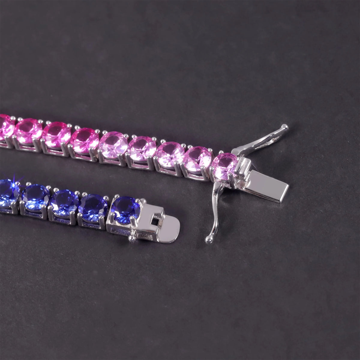 ArtistA Abiding Charming Shiny Rainbow Tennis Bracelet 925 Silver Colored Lab Grown Sapphire Tennis Chain Bracelets for Girls