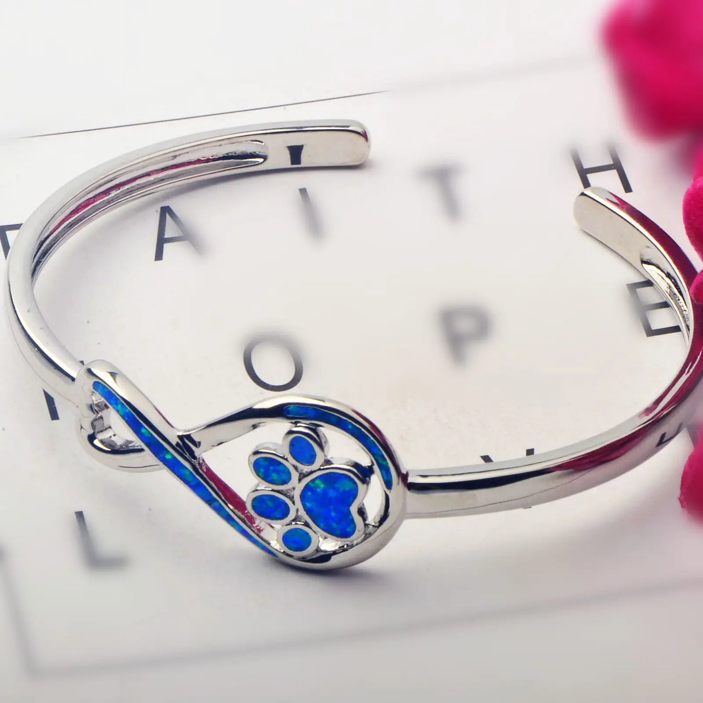 Opal Hawaii Style Blue Square Dog Claw Silver Plated Women's Trendy Cuff Bracelet Handmade Inlaid Opal for Anniversary Wholesale