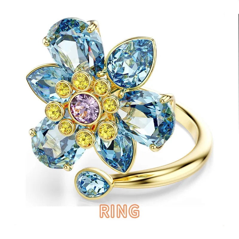 XOTICA Austria Multicolored Series High-Quality Flower-Shaped Crystal Jewelry Set, Jewelry