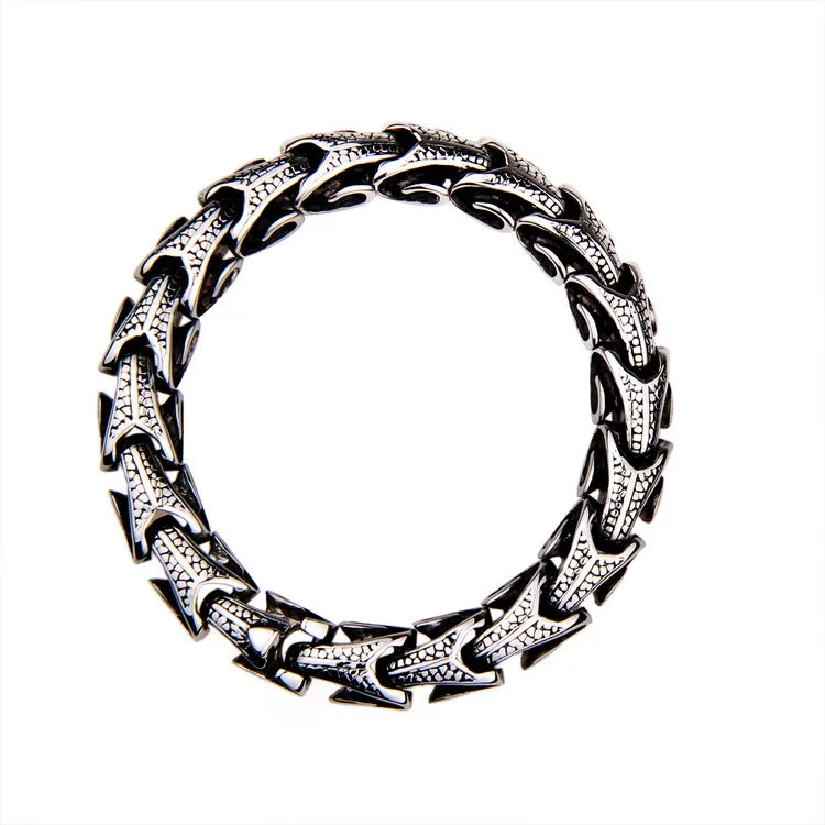 REBEL VIKING Snake Link Chain Bracelet – 11mm Silver Stainless Steel