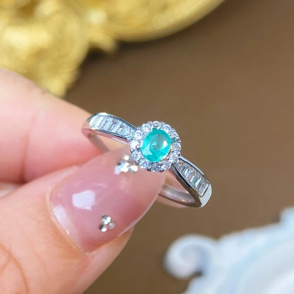Gioiellieri Natural Emerald Ring for Women S925 Sterling Silver Inlaid Fine Gemstone Jewelry Engagement Wedding Gift