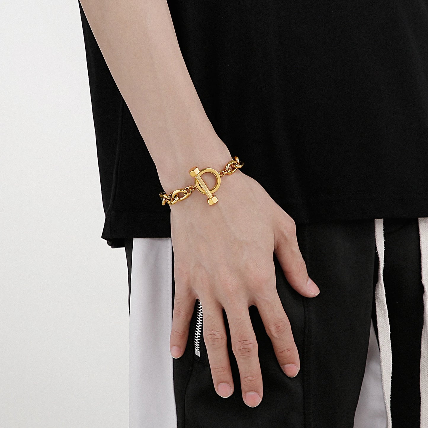 KALEN Wholesale Punk 18K Gold Plating Men Charms Special Stainless Steel Jewelry Bracelets