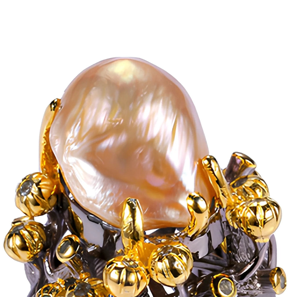 Freshwater 925 Baroque Pearl Silver Ring Boho Jewelry