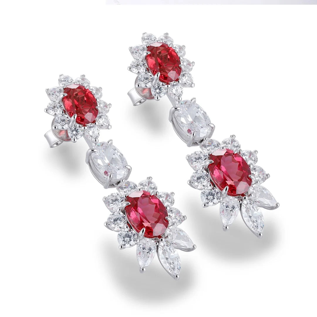 Gemfiori Anster High Quality S925 Lab Grown Ruby Earring Stud Dainty Gemstone Stud Earrings for Women Daily Wear Gift