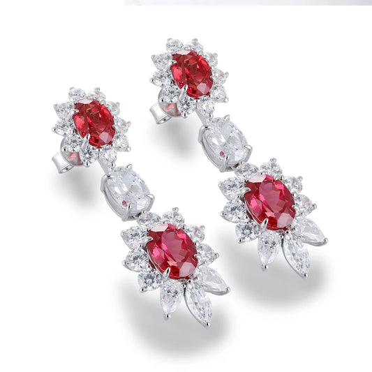 Gemfiori Anster High Quality S925 Lab Grown Ruby Earring Stud Dainty Gemstone Stud Earrings for Women Daily Wear Gift