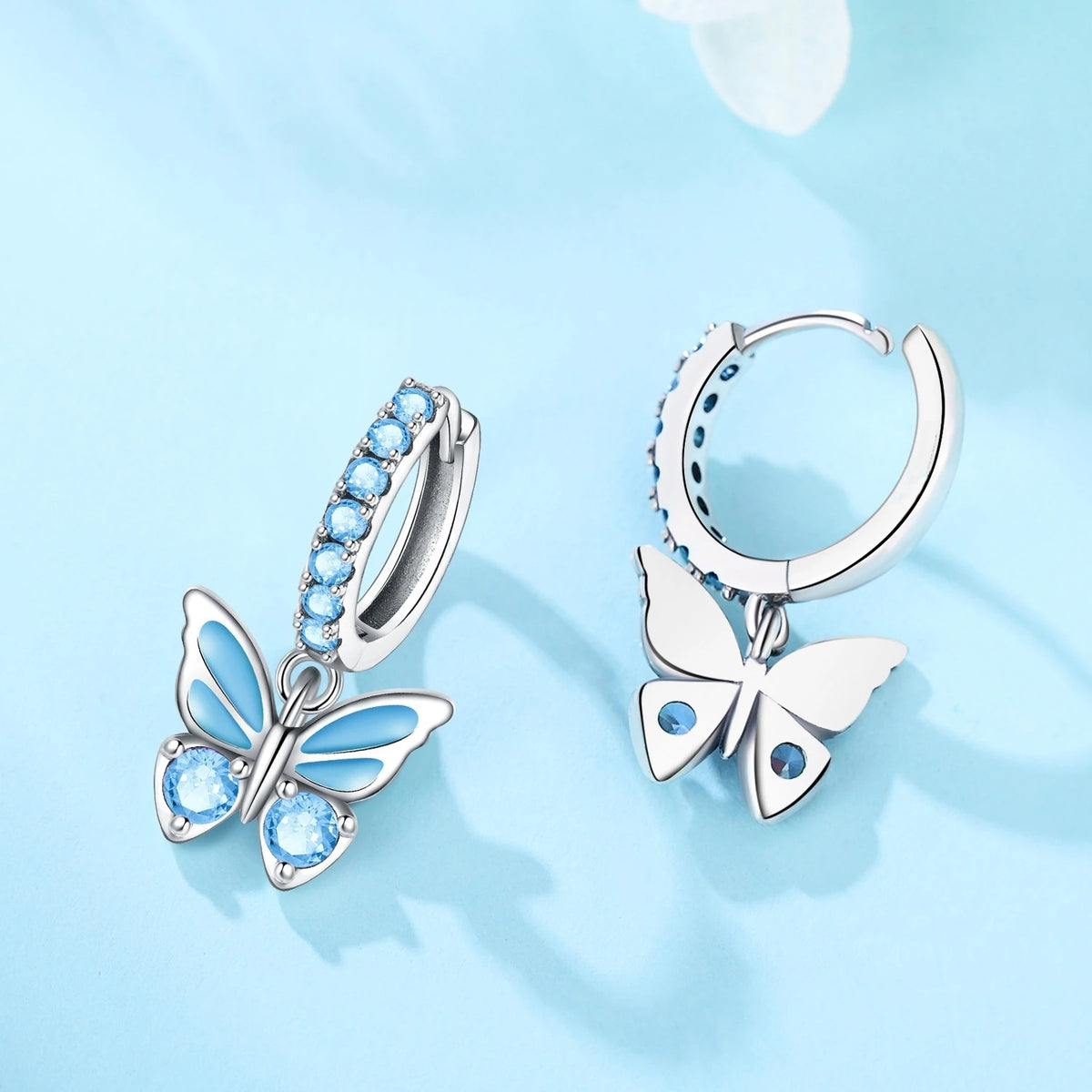 S&S Butterfly Zircon Drop & Stud Earrings | Silver Plated | S&S